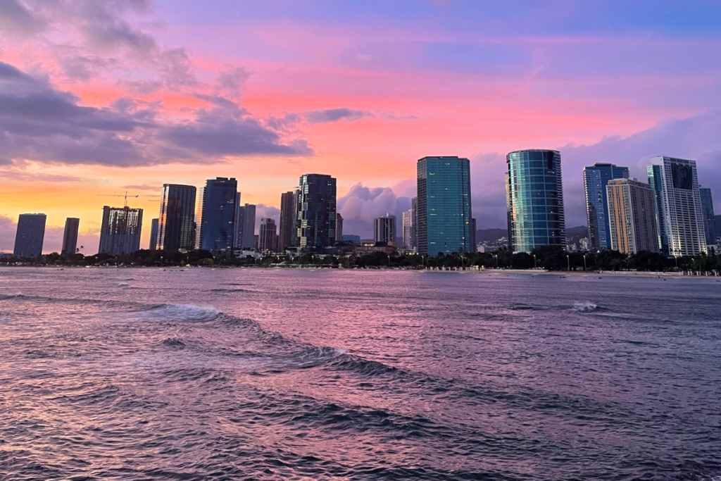 Sunset from Ala Moana beach park
